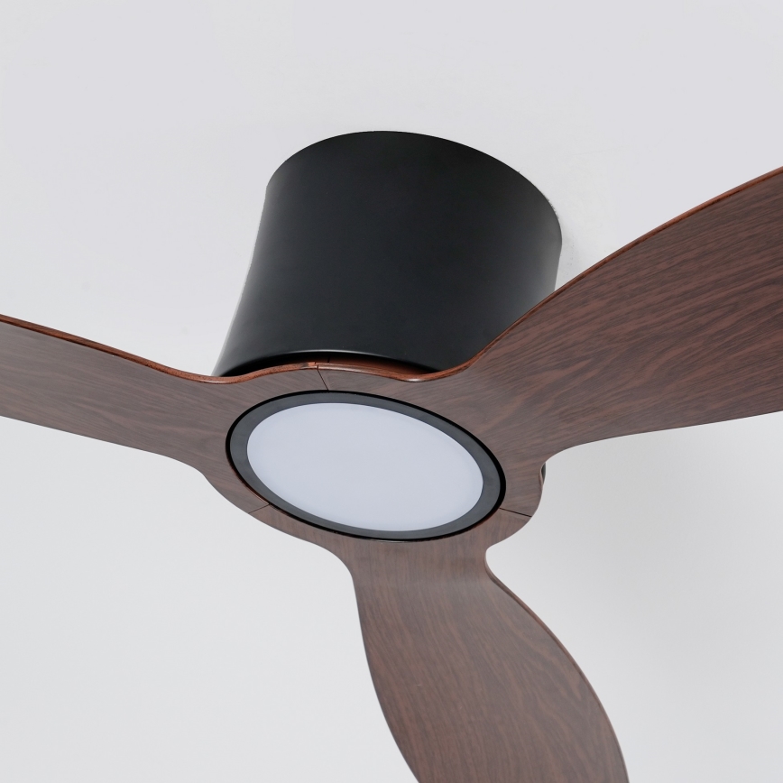 ZEVENTI - Ventilatore da soffitto dimmerabile a LED VENTORA LED/24W/230V 3000/4000/6000K Wi‑Fi Tuya nero/noce + telecomando