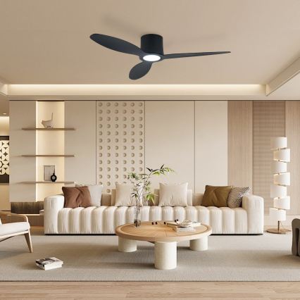 ZEVENTI - Ventilatore da soffitto dimmerabile a LED VENTORA LED/24W/230V 3000/4000/6000K Wi-Fi Tuya nero + telecomando