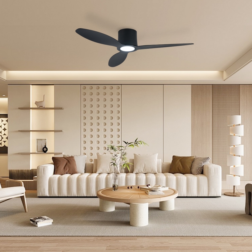 ZEVENTI - Ventilatore da soffitto dimmerabile a LED VENTORA LED/24W/230V 3000/4000/6000K Wi-Fi Tuya nero + telecomando