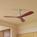 ZEVENTI - Ventilatore da soffitto LIONI Wi-Fi Tuya cromo opaco/quercia + telecomando
