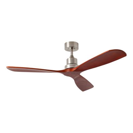 ZEVENTI - Ventilatore da soffitto LIONI Wi-Fi Tuya cromo opaco/quercia + telecomando