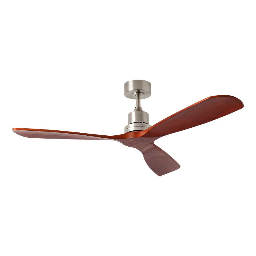 ZEVENTI - Ventilatore da soffitto LIONI Wi-Fi Tuya cromo opaco/quercia + telecomando