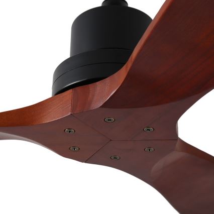 ZEVENTI - Ventilatore da soffitto LIONI Wi-Fi Tuya nero/rovere + telecomando