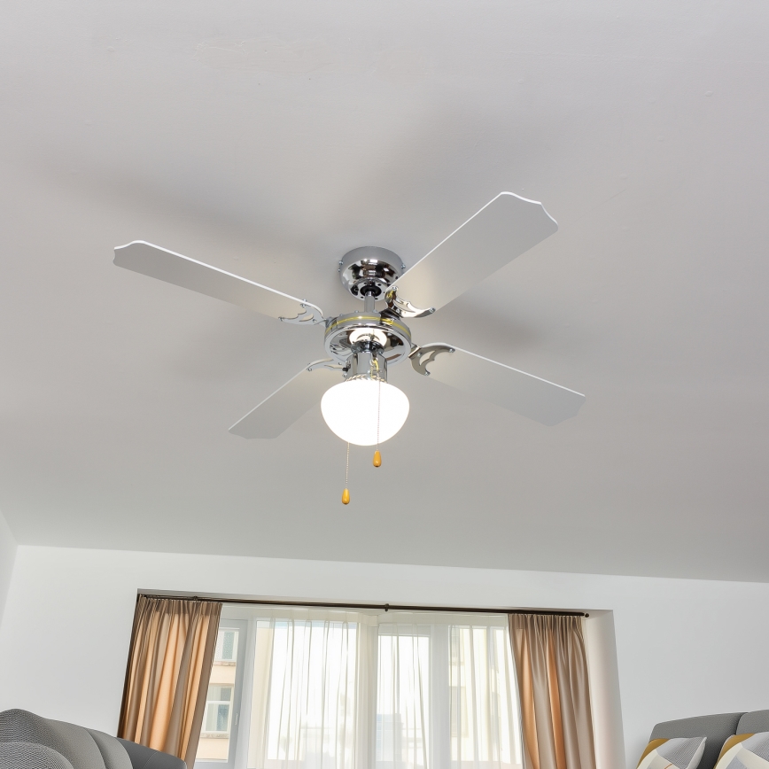 ZEVENTI - Ventilatore da soffitto NAVAGIO 1xE27/60W/230V nero/bianco