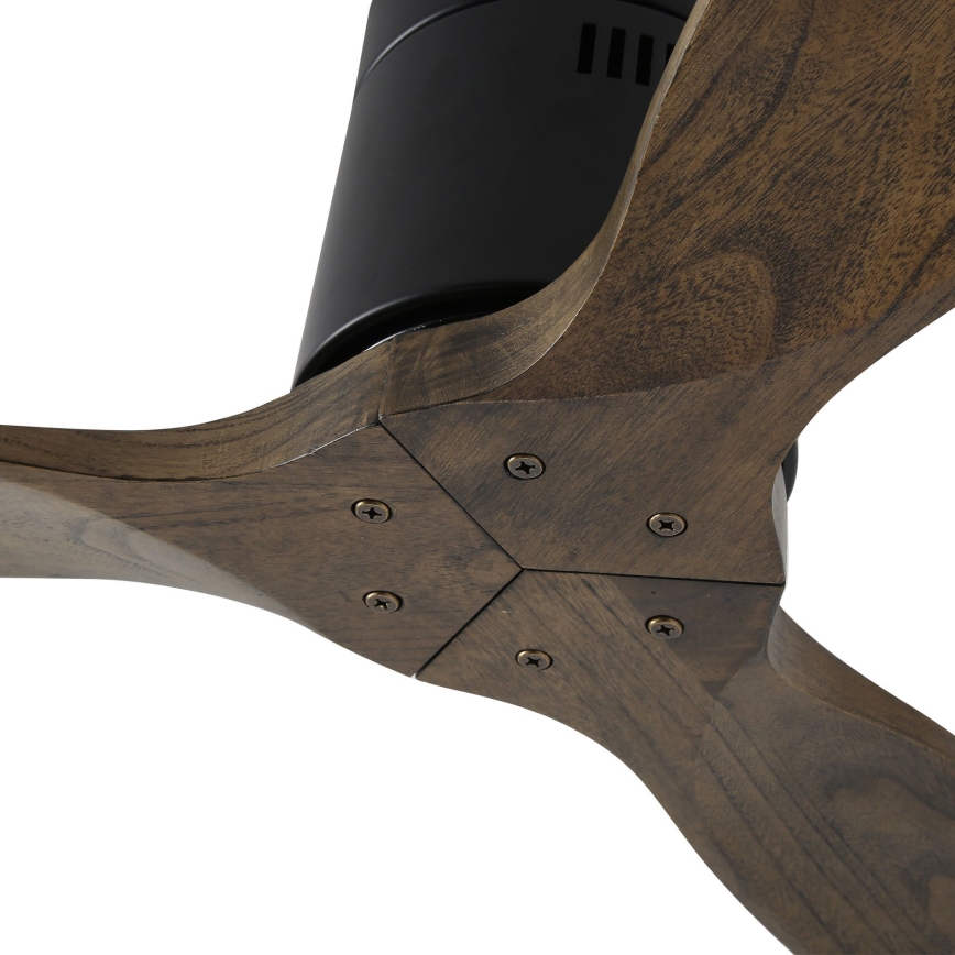 ZEVENTI - Ventilatore da soffitto SPELLO Wi-Fi Tuya nero/rovere + telecomando