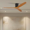 ZEVENTI - Ventilatore da soffitto SPELLO Wi-Fi Tuya nero/rovere + telecomando