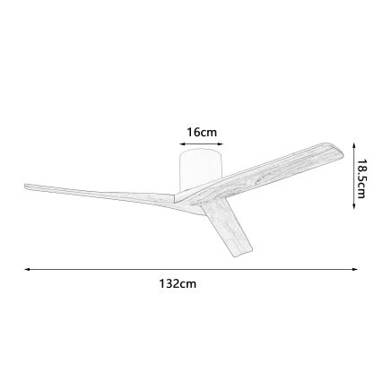 ZEVENTI - Ventilatore da soffitto VELLON Wi-Fi Tuya bianco/paulownia + telecomando