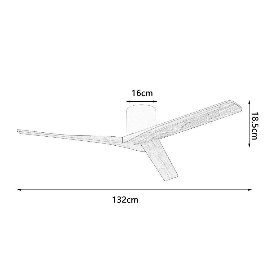 ZEVENTI - Ventilatore da soffitto VELLON Wi-Fi Tuya bianco/paulownia + telecomando