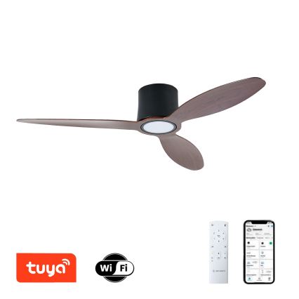 ZEVENTI - LED Ventilatore da soffitto dimmerabile VENTORA LED/24W/230V 3000/4000/6000K Wi-Fi Tuya nero/noce + telecomando