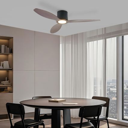 ZEVENTI - LED Ventilatore da soffitto dimmerabile VENTORA LED/24W/230V 3000/4000/6000K Wi-Fi Tuya nero/noce + telecomando
