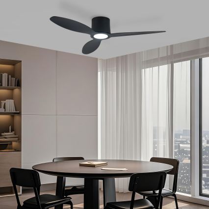 ZEVENTI - Ventilatore da soffitto LED dimmerabile VENTORA LED/24W/230V 3000/4000/6000K Wi-Fi Tuya nero + telecomando