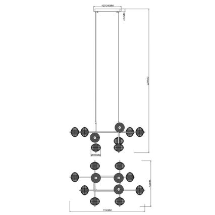 Zuma Line - Lampadario su cavo LED/63W/230V oro