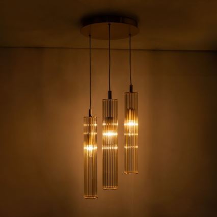 Zuma Line - Lampadario sospeso con cavo 3xE14/7W/230V oro