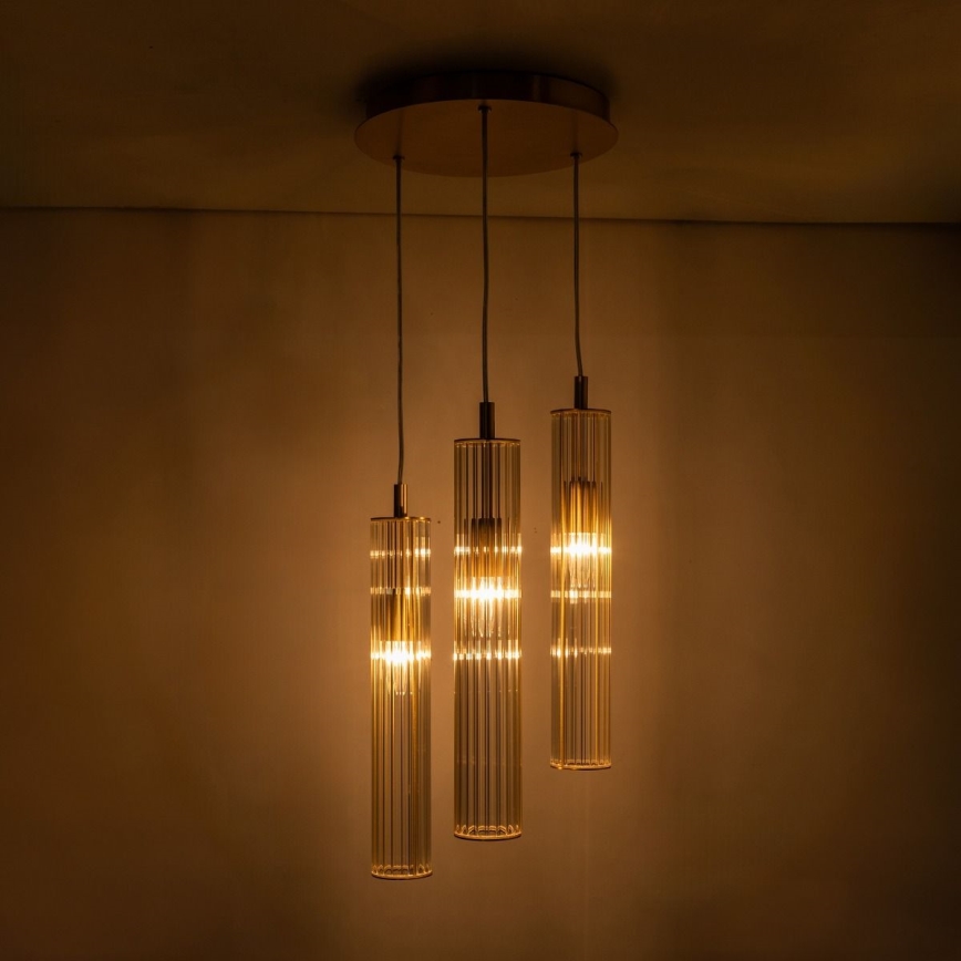 Zuma Line - Lampadario sospeso con cavo 3xE14/7W/230V oro