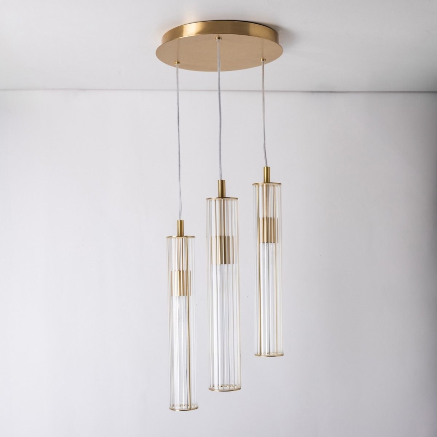 Zuma Line - Lampadario sospeso con cavo 3xE14/7W/230V oro