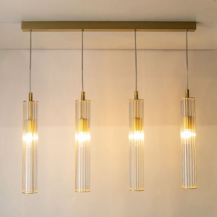 Zuma Line - Lampadario a sospensione con cavo 4xE14/7W/230V oro