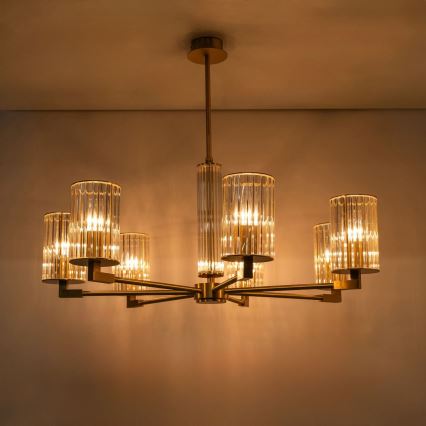 Zuma Line - Lampadario con asta 7xE14/7W/230V, dorato