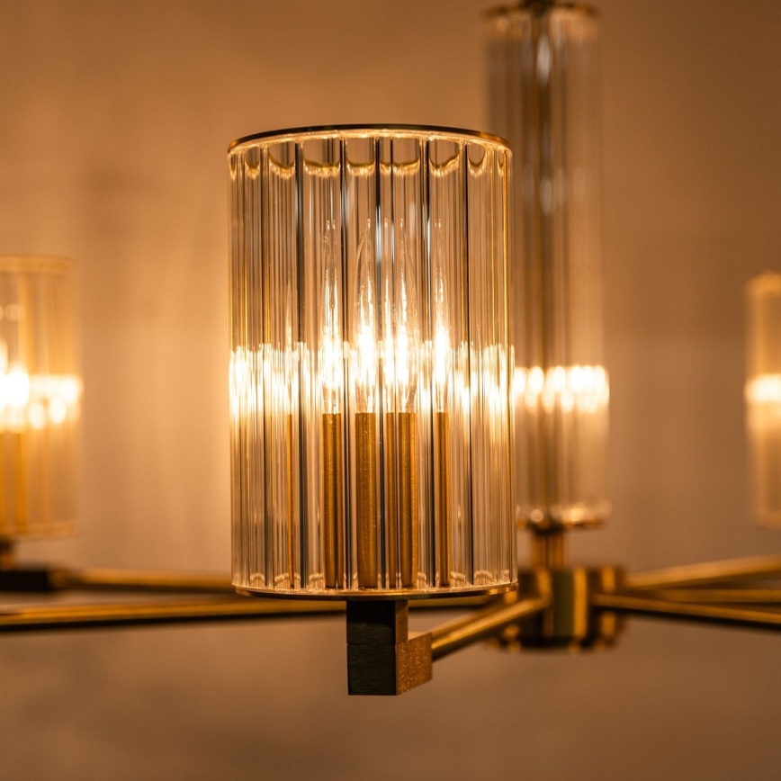 Zuma Line - Lampadario con asta 7xE14/7W/230V, dorato