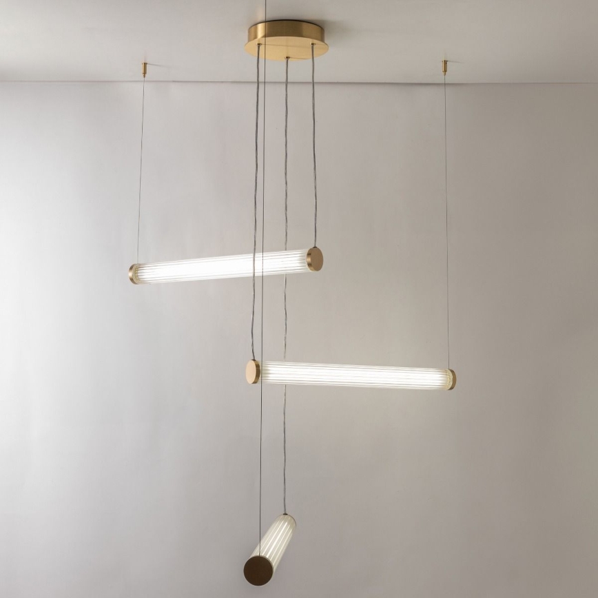 Zuma Line - Lampadario a sospensione LED dimmerabile su cavo LED/64W/230V 2700-6500K dorato + telecomando