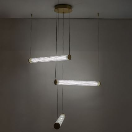 Zuma Line - Lampadario a sospensione LED dimmerabile su cavo LED/64W/230V 2700-6500K dorato + telecomando