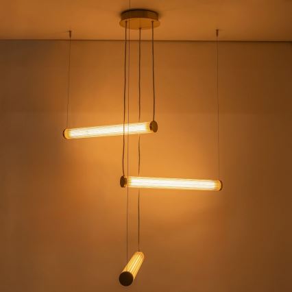 Zuma Line - Lampadario a sospensione LED dimmerabile su cavo LED/64W/230V 2700-6500K dorato + telecomando
