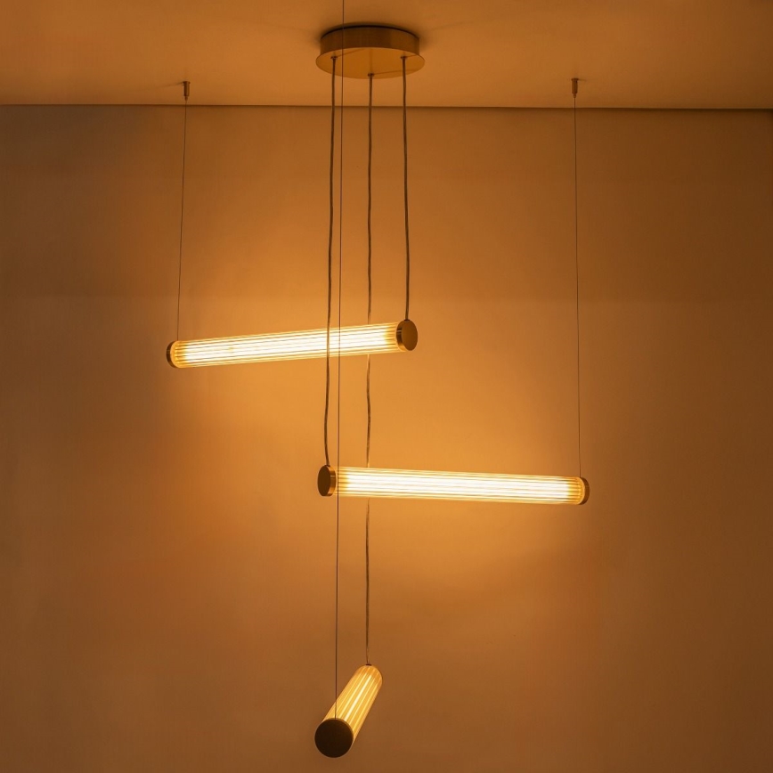 Zuma Line - Lampadario a sospensione LED dimmerabile su cavo LED/64W/230V 2700-6500K dorato + telecomando