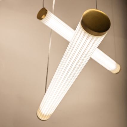 Zuma Line - Lampadario a sospensione LED dimmerabile su cavo LED/64W/230V 2700-6500K dorato + telecomando
