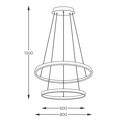 Zuma Line - Lampadario LED a sospensione con filo LED/60W/230V 3000/4000/6000K diametro 80 cm nero