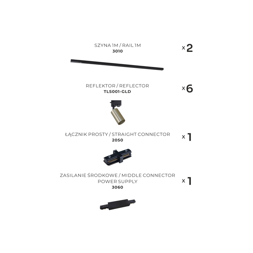 Zuma Line - Faretto per sistema a binario 6xGU10/35W/230V nero/oro