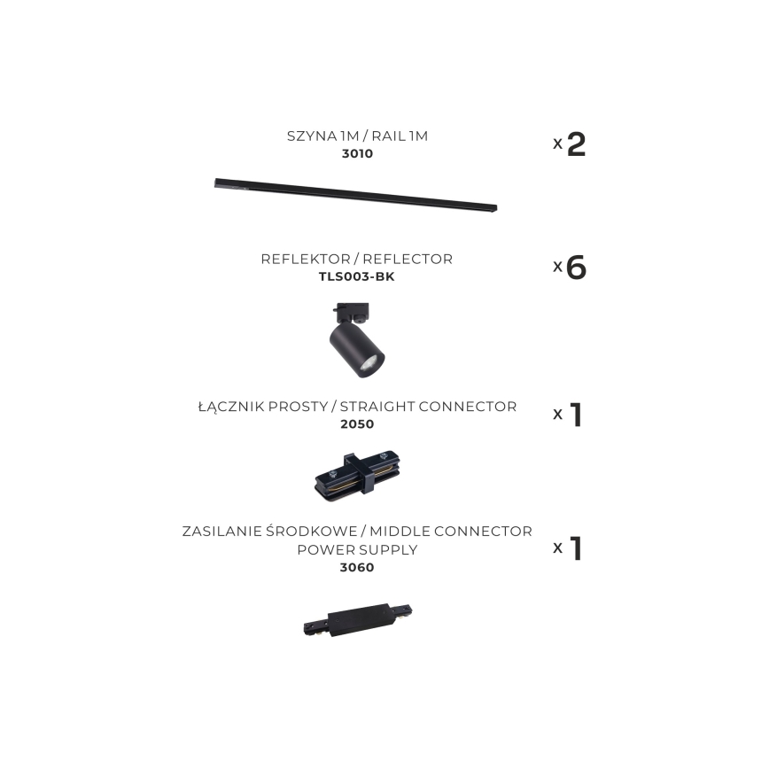 Zuma Line - Faretto per sistema a binario 6xGU10/35W/230V nero