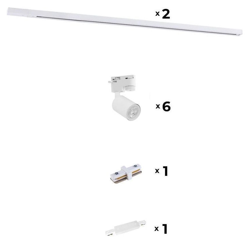 Zuma Line - Faretto per sistema a binario 6xGU10/10W/230V bianco + accessori per binari