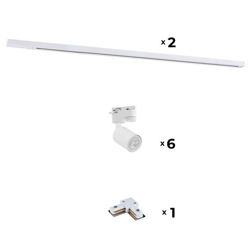 Zuma Line - Faretto per sistema a binario 6xGU10/10W/230V bianco + accessori per binari