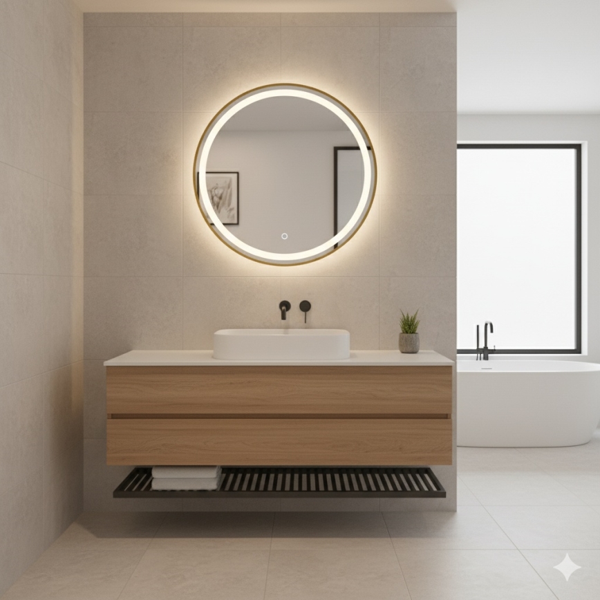 Zuma Line - Specchio da bagno a parete con retroilluminazione LED/36W/230V 3000/4000/6000K Ø 80 cm IP44 oro