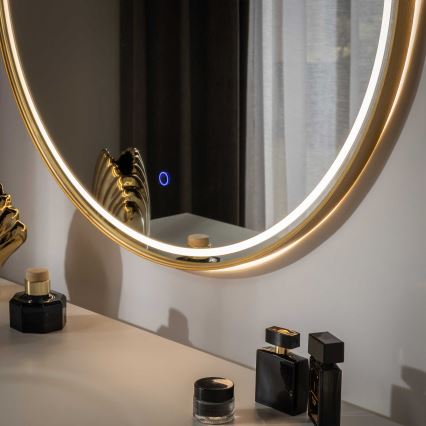 Zuma Line - Specchio da bagno a parete con retroilluminazione LED/36W/230V 3000/4000/6000K Ø 80 cm IP44 oro