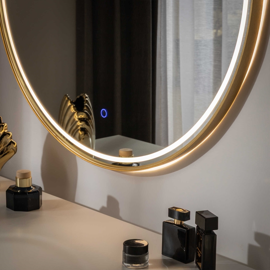 Zuma Line - Specchio da bagno a parete con retroilluminazione LED/36W/230V 3000/4000/6000K Ø 80 cm IP44 oro