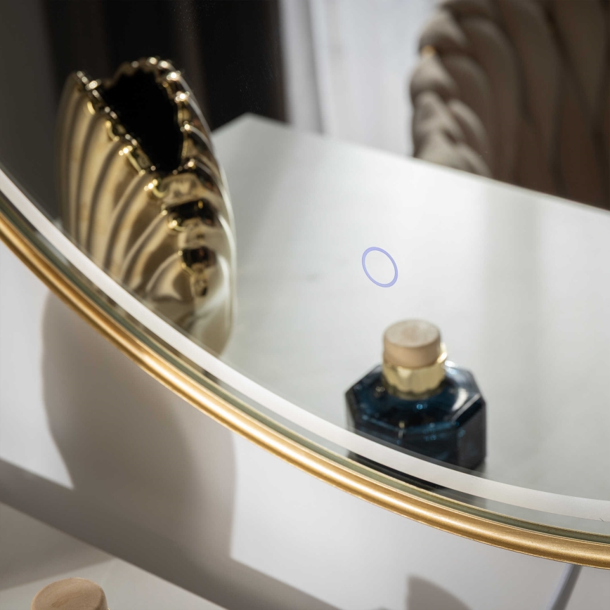 Zuma Line - Specchio da bagno a parete con retroilluminazione LED/36W/230V 3000/4000/6000K Ø 80 cm IP44 oro