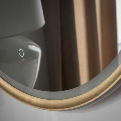 Zuma Line - Specchio da parete per bagno retroilluminato a LED, 36W, 230V, 3000/4000/6000K, Ø 80 cm, IP44, finitura ottone