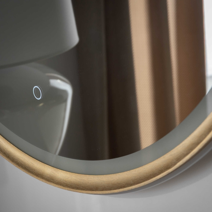 Zuma Line - Specchio da parete per bagno retroilluminato a LED, 36W, 230V, 3000/4000/6000K, Ø 80 cm, IP44, finitura ottone