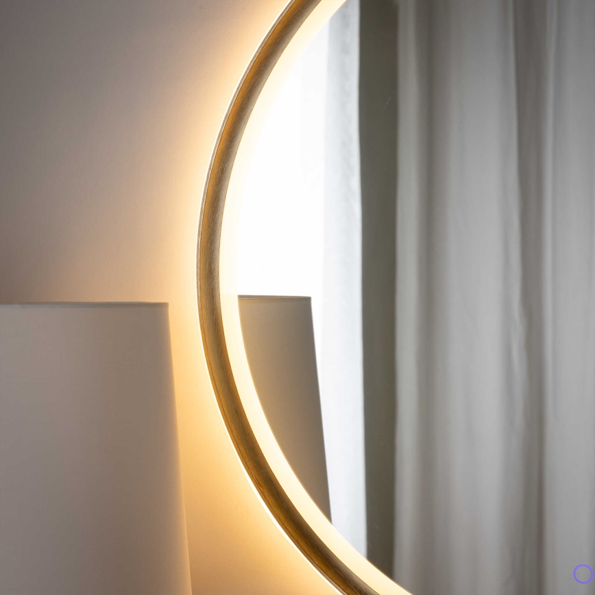 Zuma Line - Specchio da parete per bagno retroilluminato a LED, 36W, 230V, 3000/4000/6000K, Ø 80 cm, IP44, finitura ottone