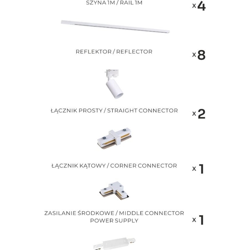 Zuma Line - Faretto per sistema a binario 8xGU10/35W/230V bianco