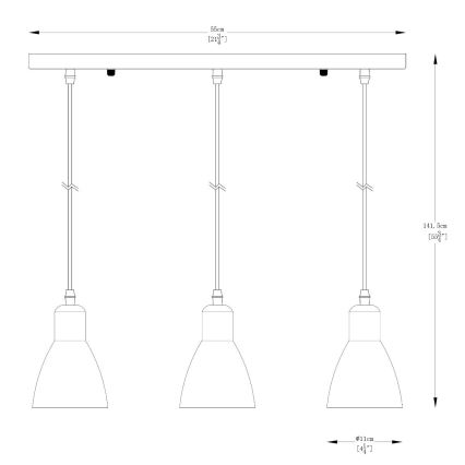 Zuma Line - Lampadario a sospensione con filo 3xE27/40W/230V antracite