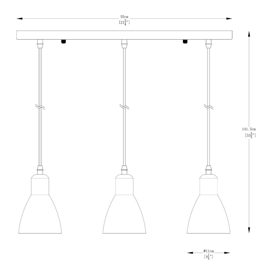 Zuma Line - Lampadario a sospensione con filo 3xE27/40W/230V antracite