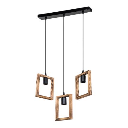 Zuma Line - Lampadario a sospensione con filo 3xE27/20W/230V pino/nero