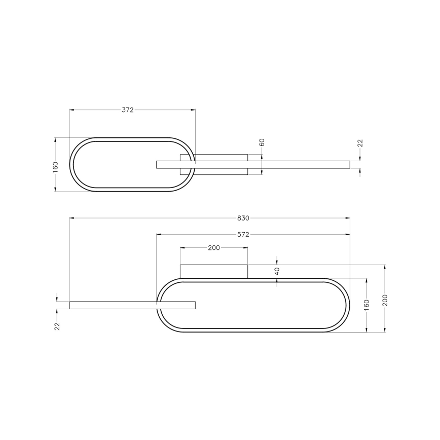 Zuma Line - Plafoniera LED 2xLED/24W/230V nera/dorata
