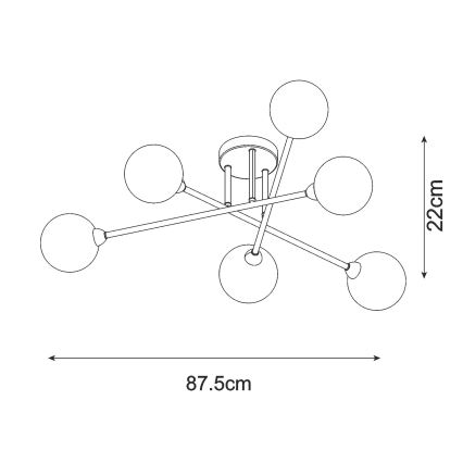 Zuma Line - Lampadario a plafone 6xG9/3W/230V nero