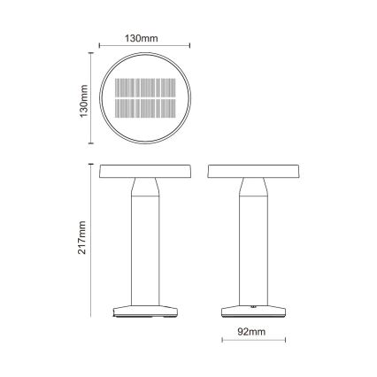 Zuma Line - Lampada da tavolo solare dimmerabile LED/2W/2000 mAh IP44 nero