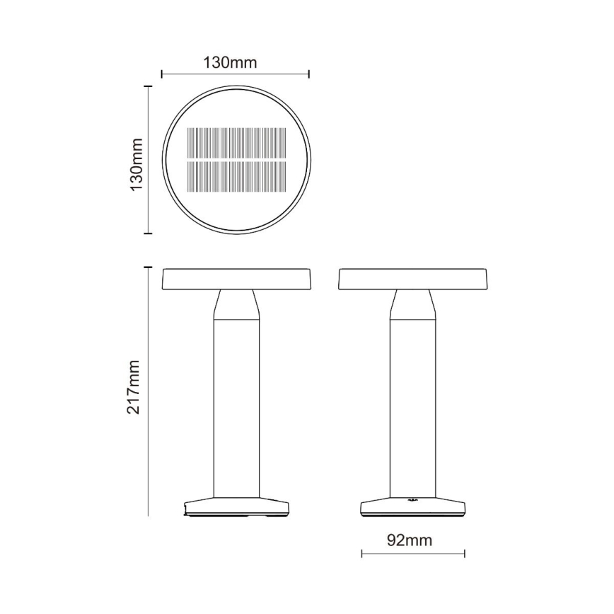 Zuma Line - Lampada da tavolo solare dimmerabile LED/2W/2000 mAh IP44 nero