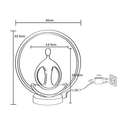 Zuma Line - Lampada da tavolo LED LED/4W/5V nero/oro