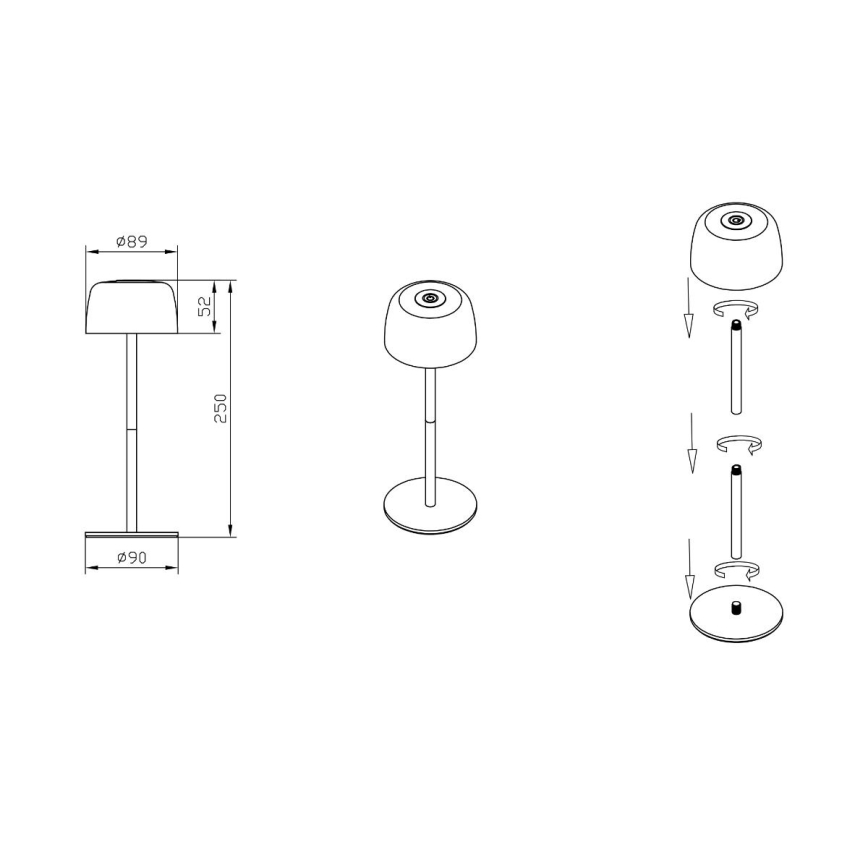 Zuma Line - LED Lampada da tavolo ricaricabile dimmerabile LED/2W/1200 mAh IP44 bianco
