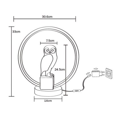 Zuma Line - Lampada da tavolo LED LED/4W/5V nero/bianco